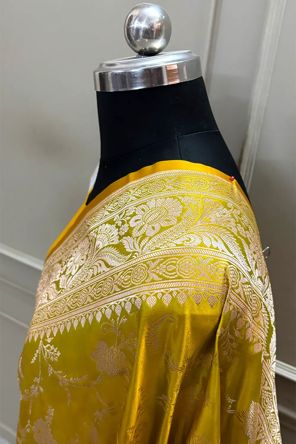 Bottle Green Suhani Jaal Katan Mashru Silk Banarasi Saree