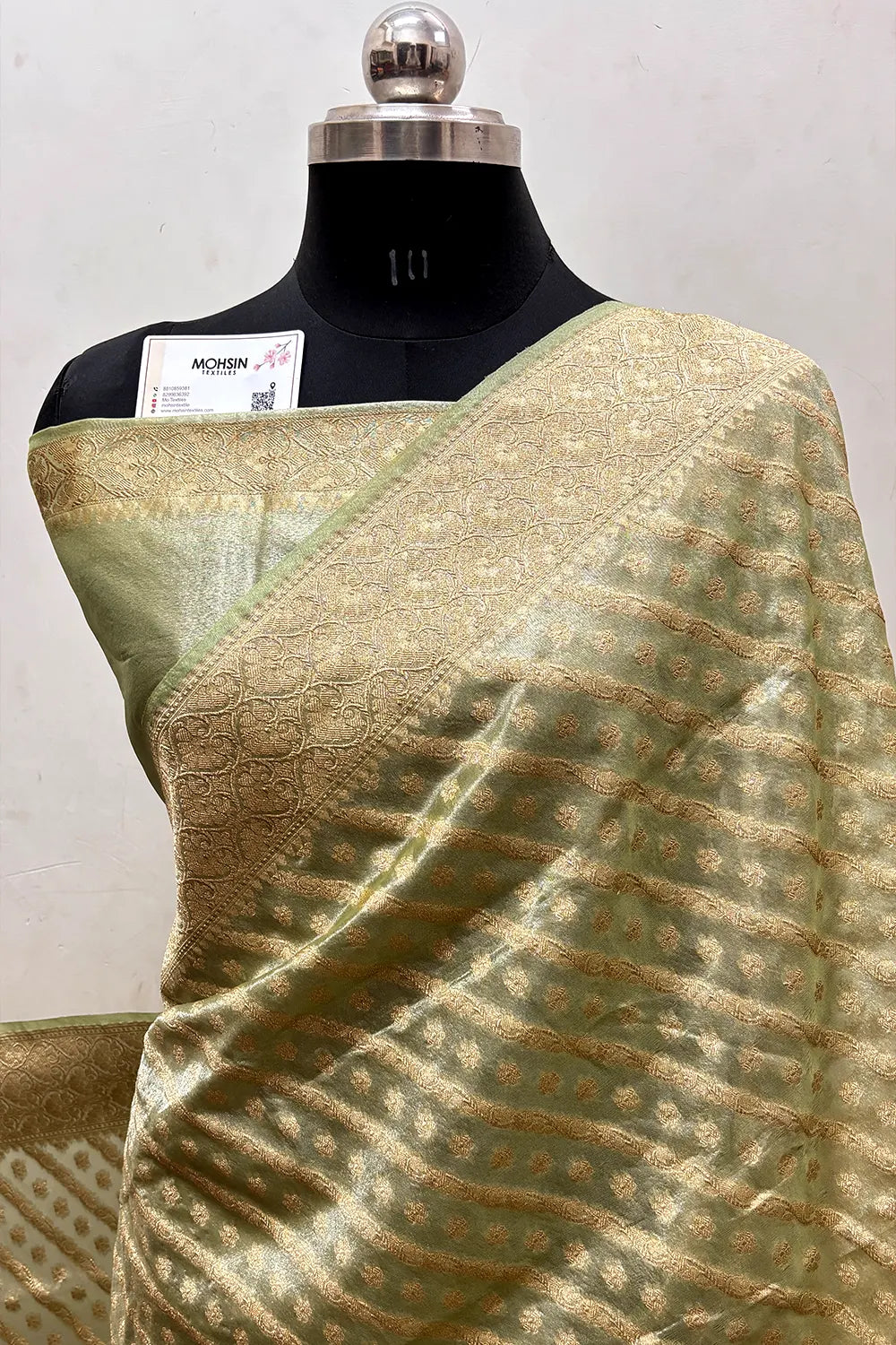 Pista Tissue Silk Banarasi Saree