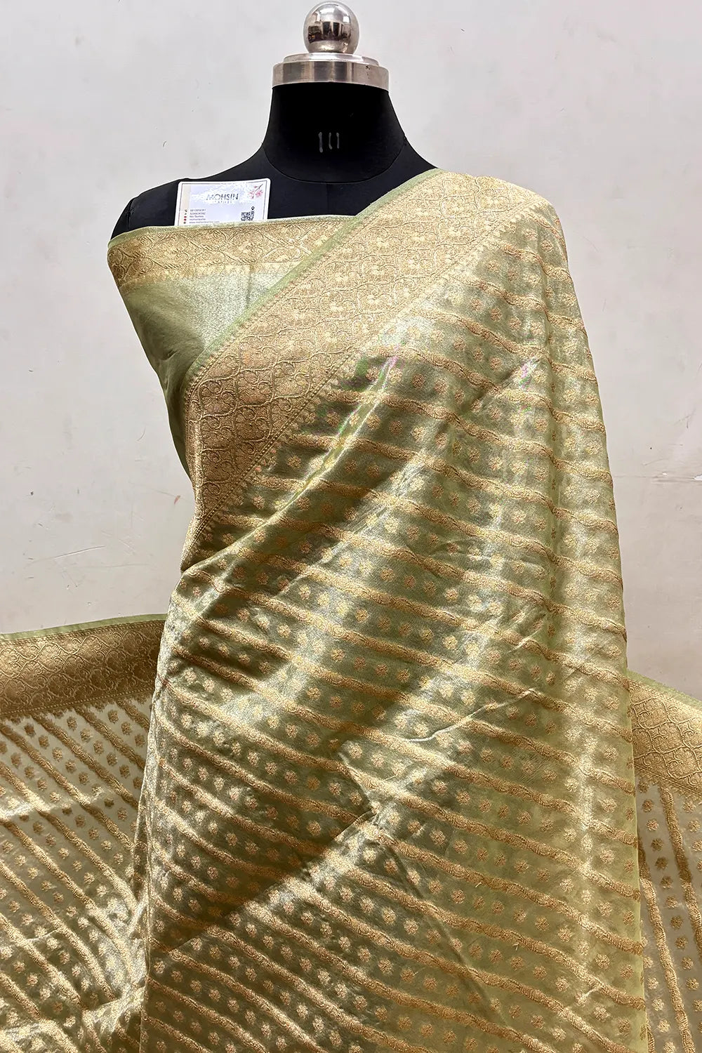 Pista Tissue Silk Banarasi Saree
