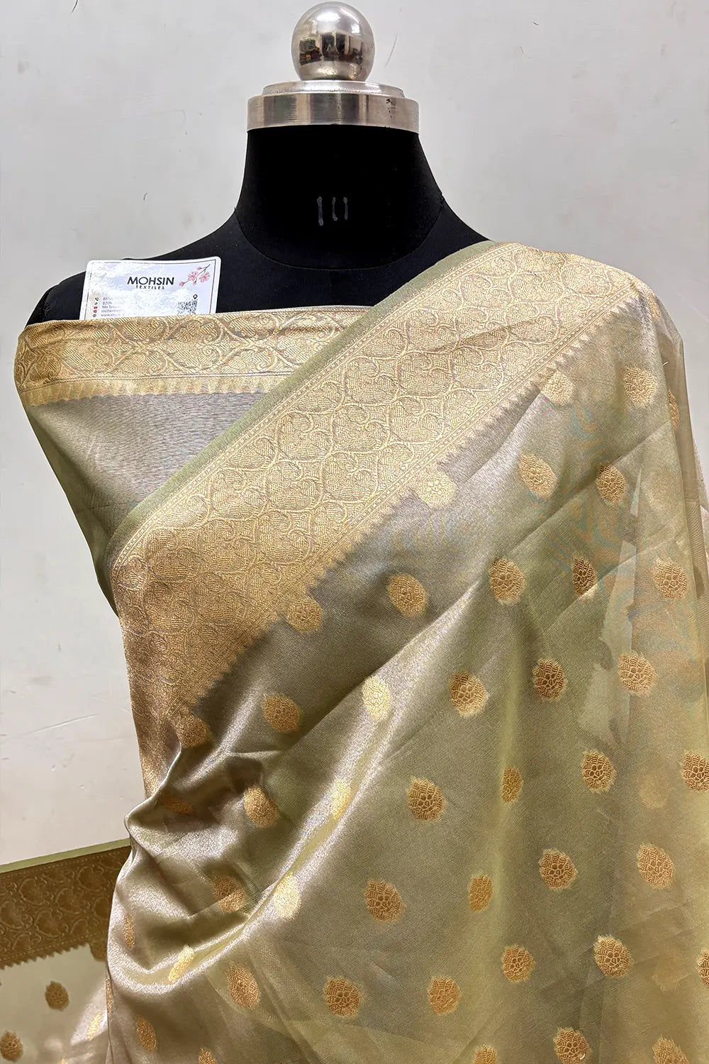 Pista Tissue Silk Banarasi Saree