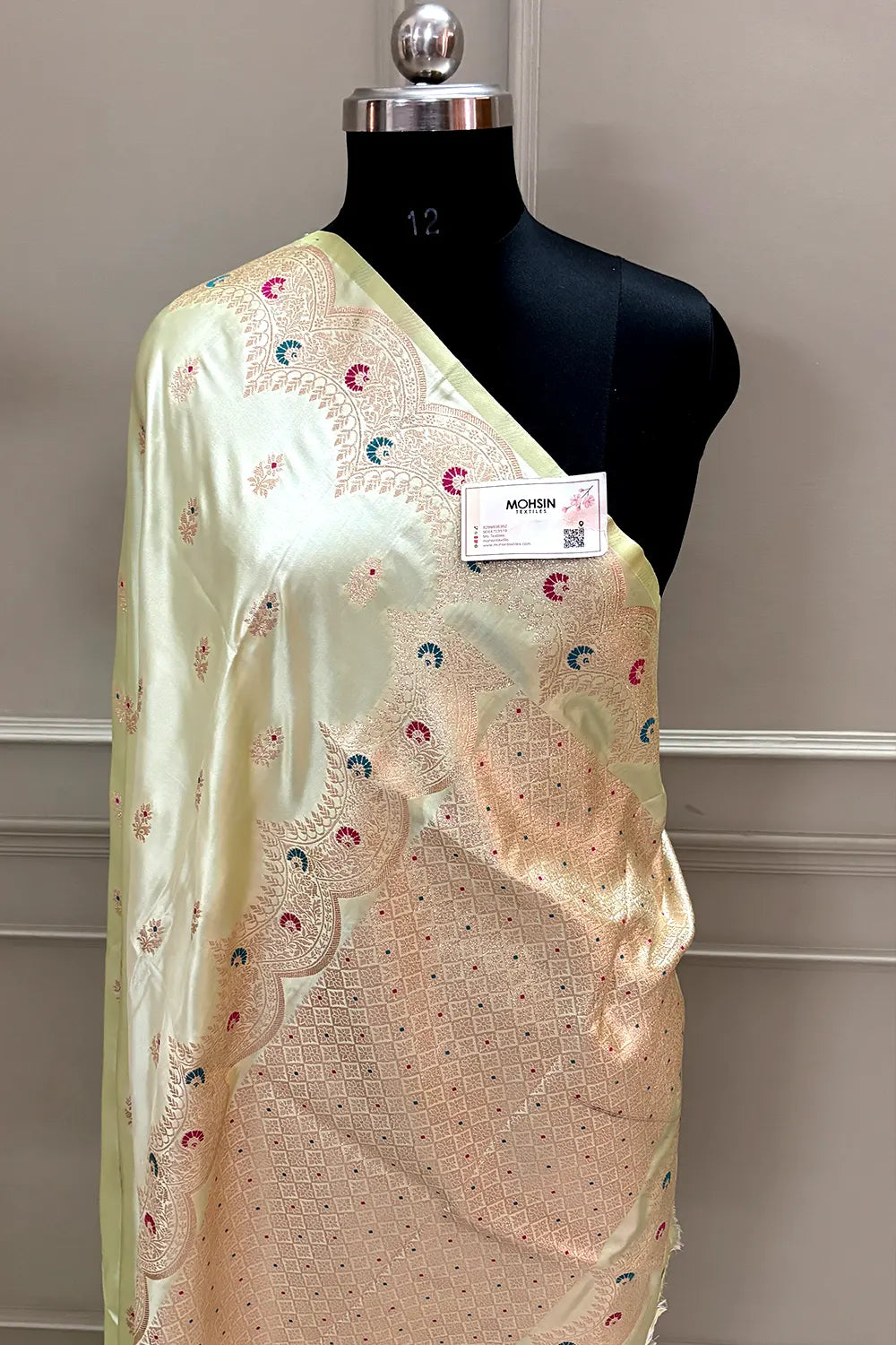 Pista Zari Katan Silk Banarasi Saree