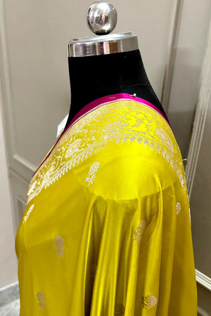 Pista Zari Katan Silk Banarasi Saree