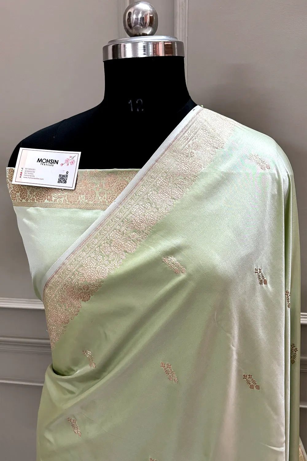 Pista Zari Katan Silk Banarasi Saree