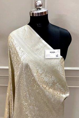 Pista Zari Katan Silk Banarasi Saree