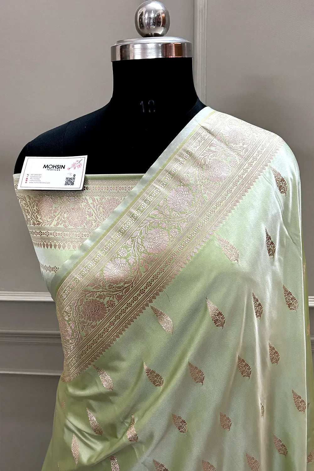 Pista Zari Katan Silk Banarasi Saree