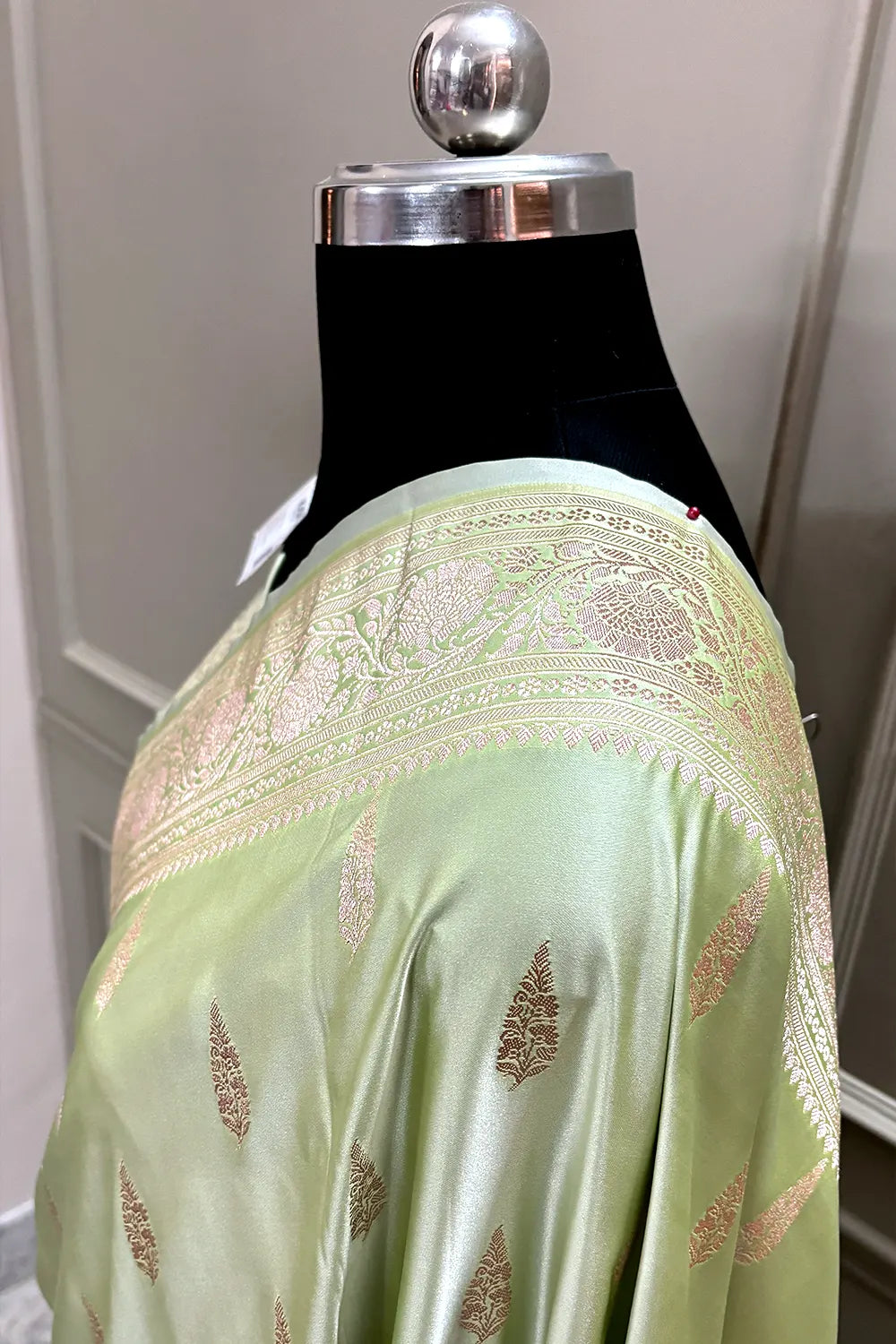 Pista Zari Katan Silk Banarasi Saree