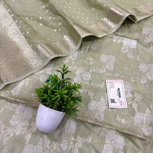 Pista Zari Katan Silk Banarasi Suit