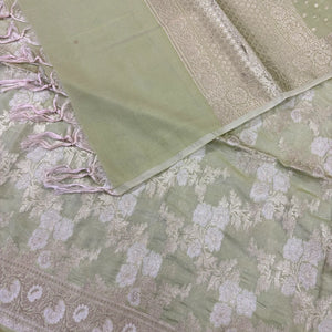 Pista Zari Katan Silk Banarasi Suit