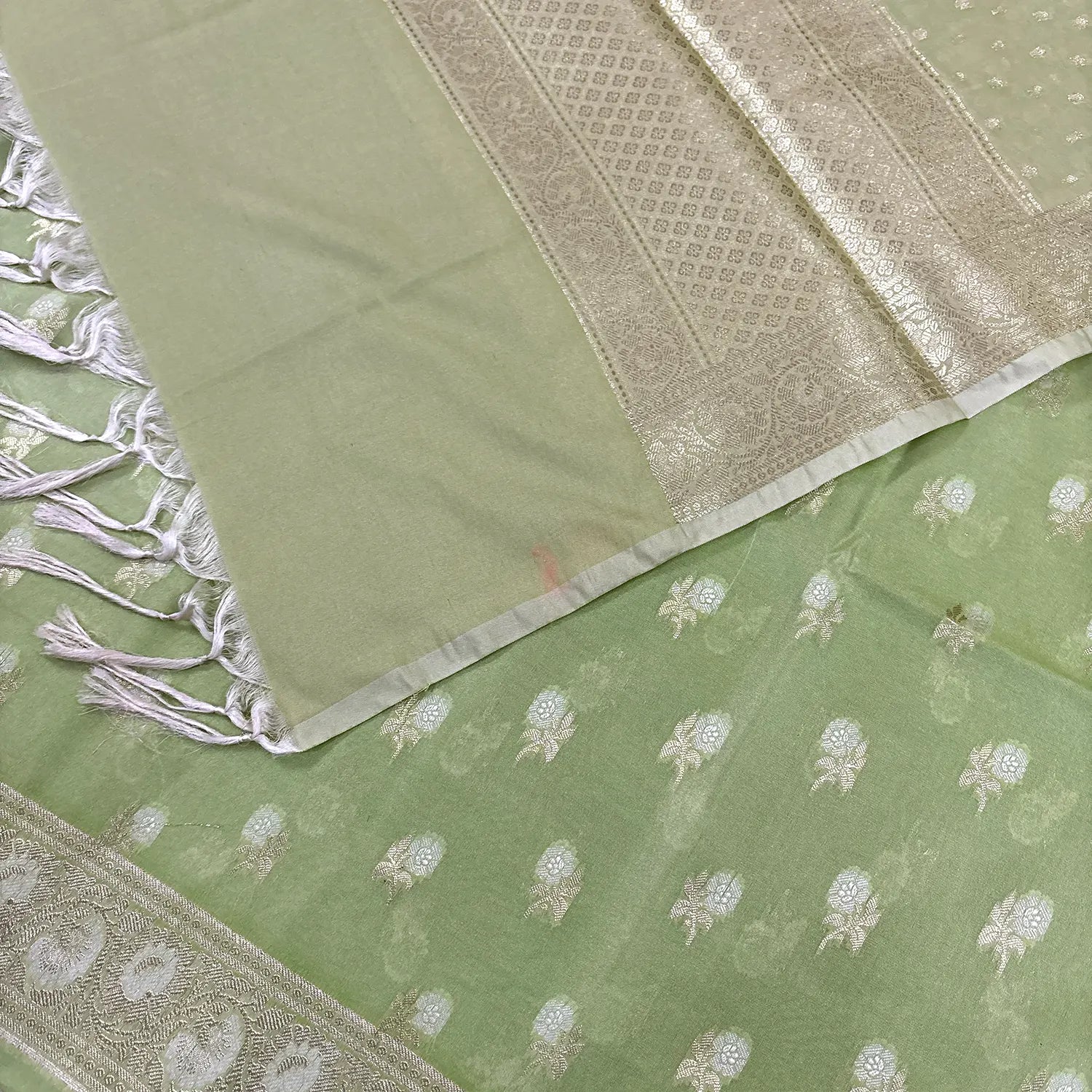 Pista Zari Katan Silk Banarasi Suit