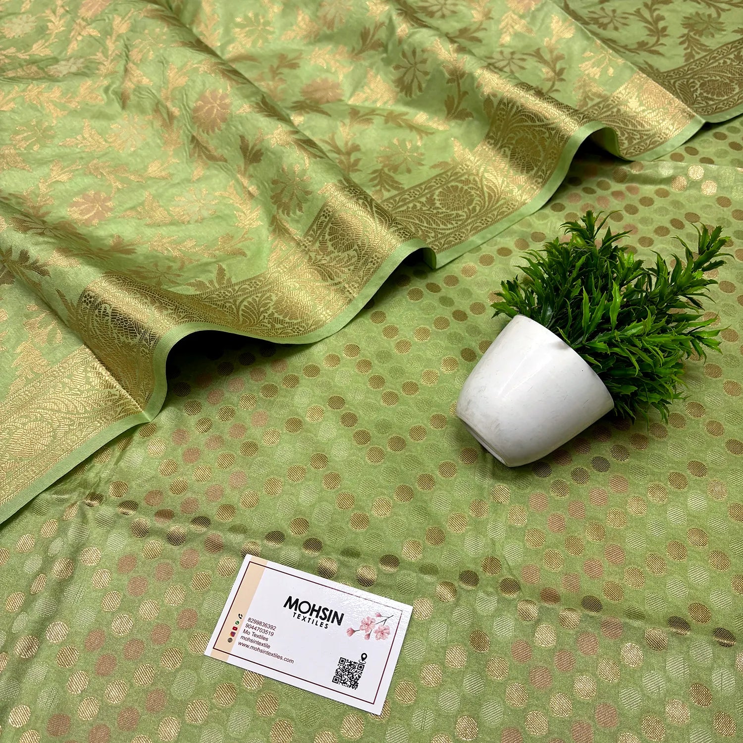 Pista Zari Katan Silk Banarasi Suit