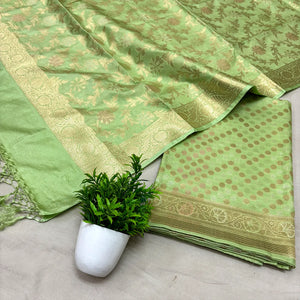 Pista Zari Katan Silk Banarasi Suit