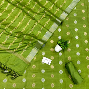 Pista Zari Satin Silk Banarasi Suit
