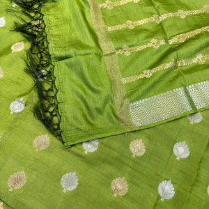 Pista Zari Satin Silk Banarasi Suit