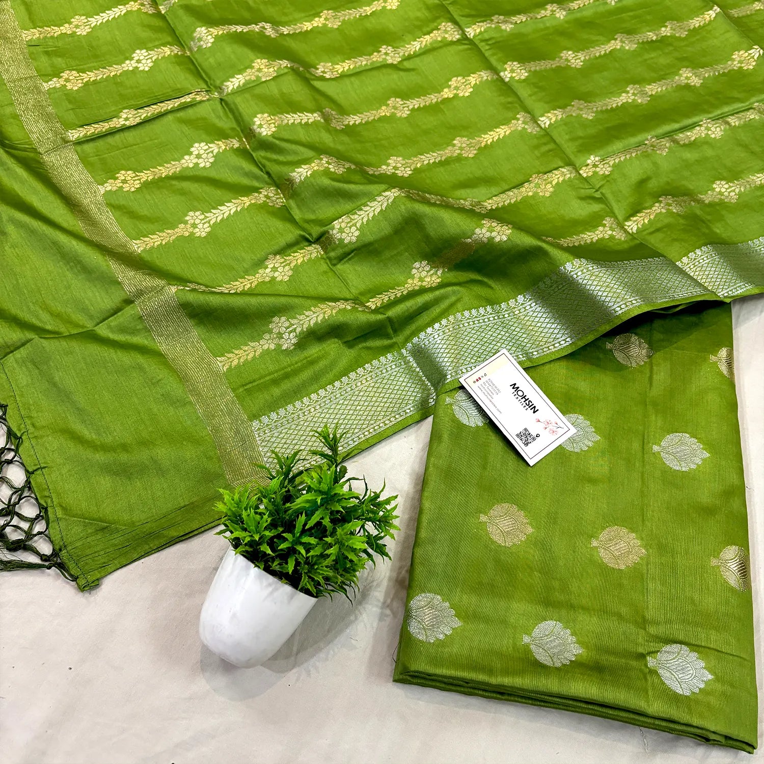 Pista Zari Satin Silk Banarasi Suit