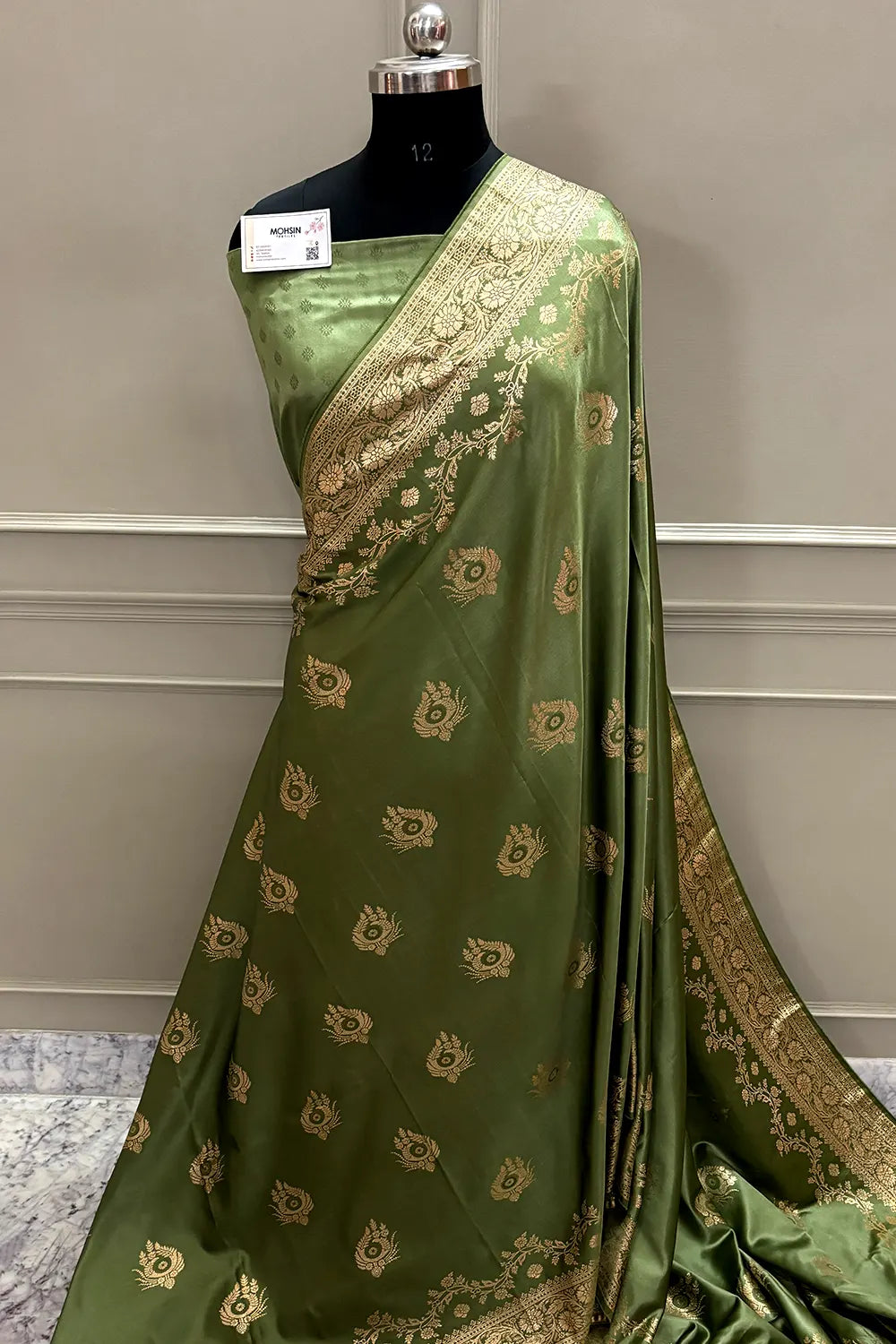 Pista Zari Semi Mashru Silk Banarasi Saree