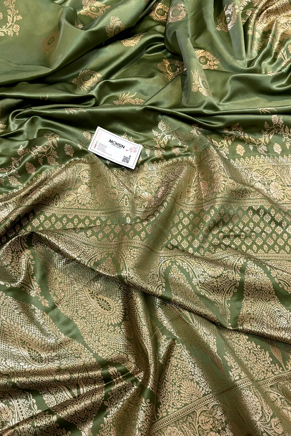 Pista Zari Semi Mashru Silk Banarasi Saree