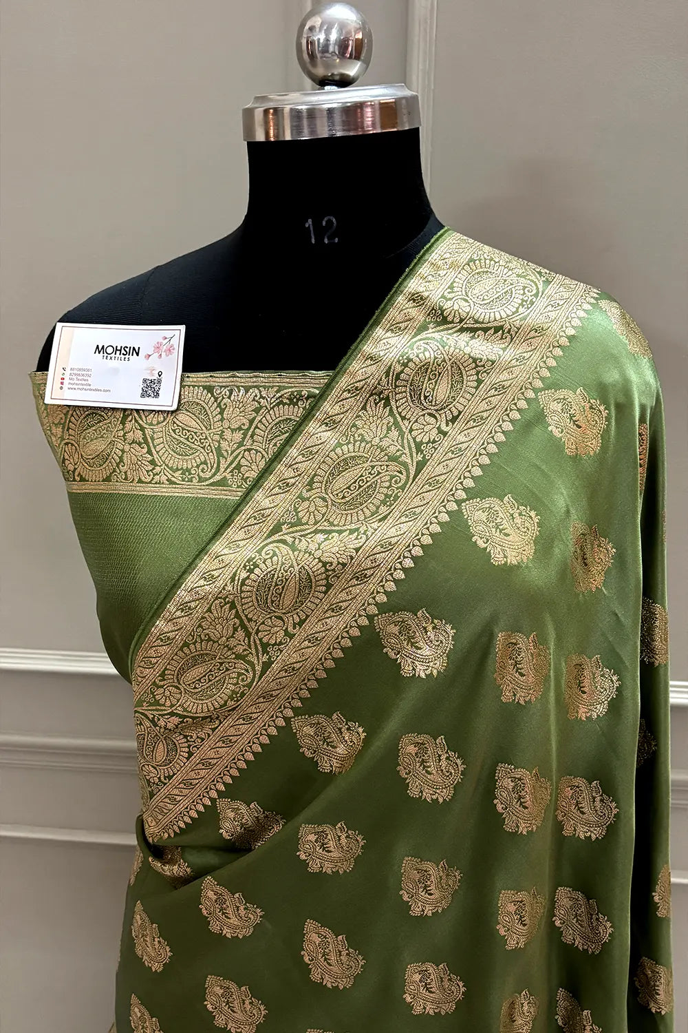 Pista Zari Semi Mashru Silk Banarasi Saree
