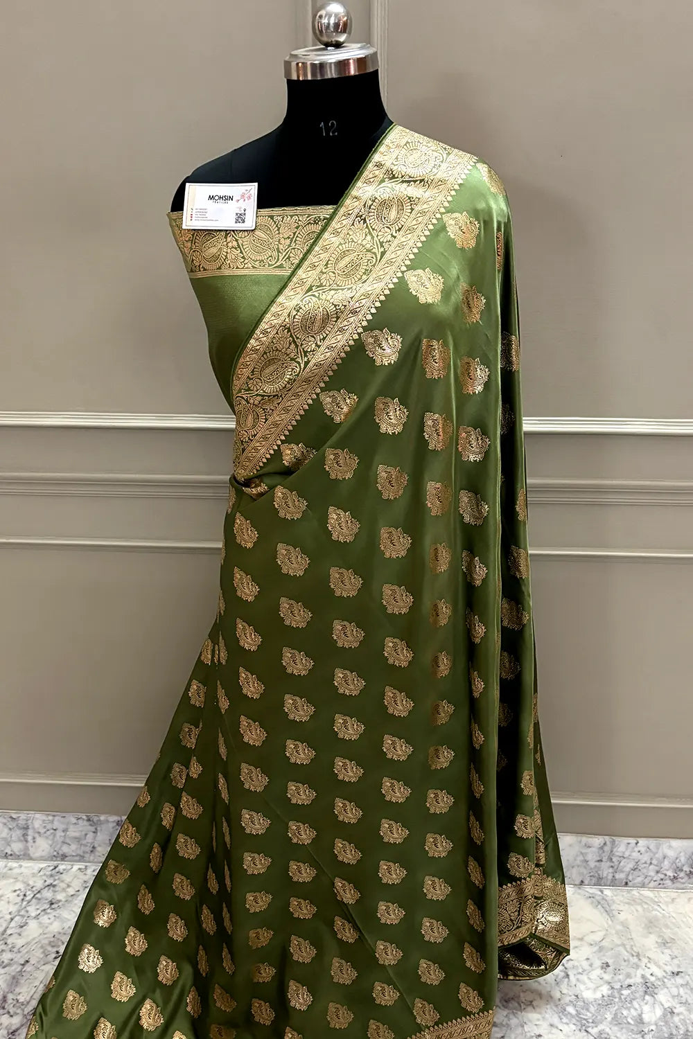 Pista Zari Semi Mashru Silk Banarasi Saree