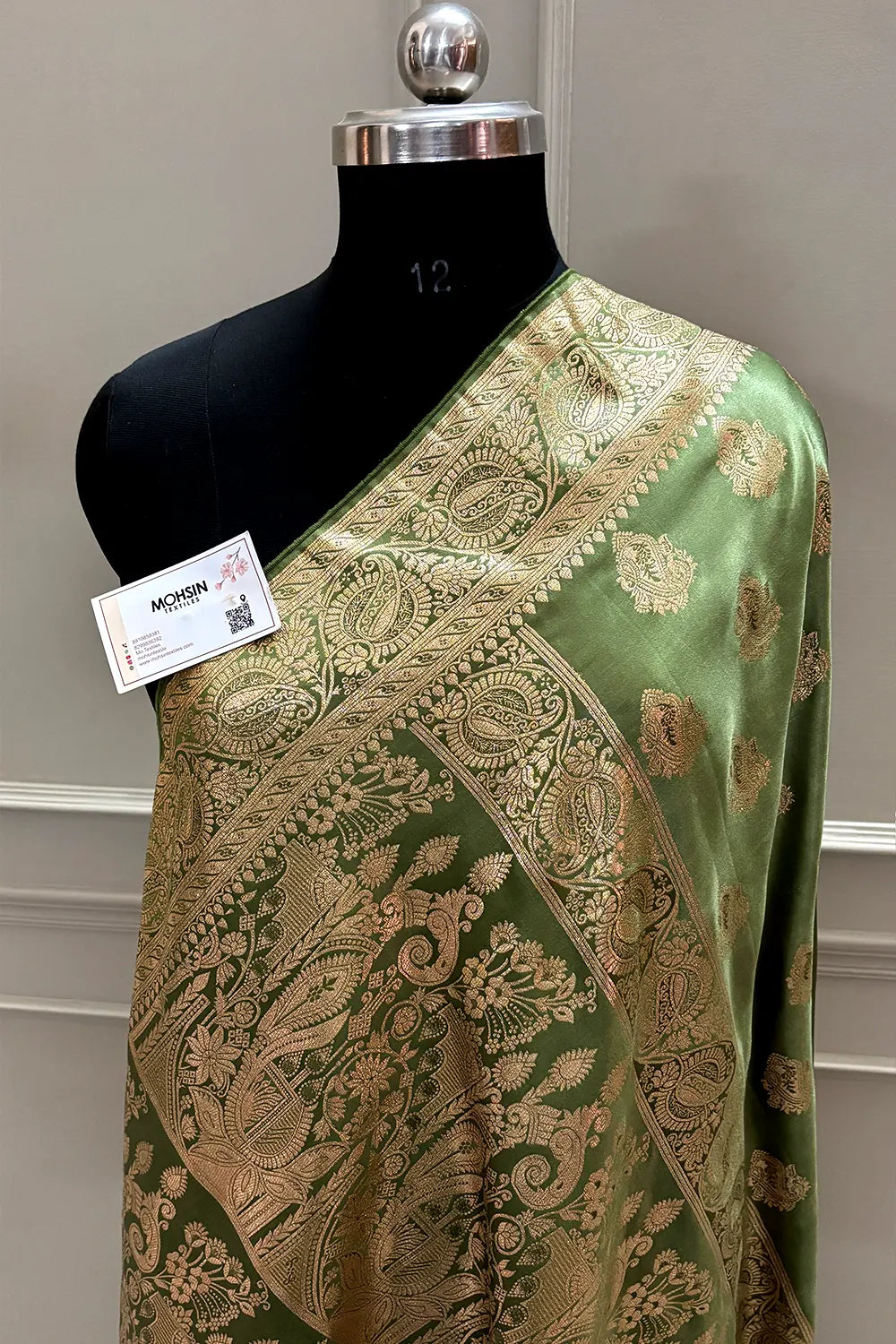 Pista Zari Semi Mashru Silk Banarasi Saree