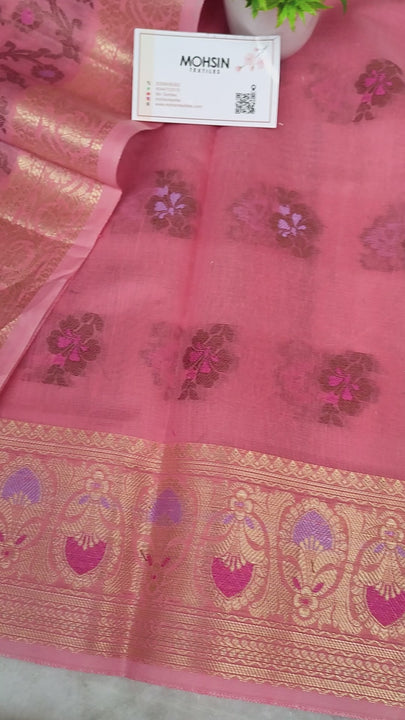 Peach Meenakari Resham and Zari Banarasi Silk Suit