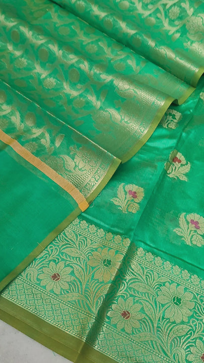 Sea Green Meenakari Golden Zari Banarasi Silk Salwar Suit