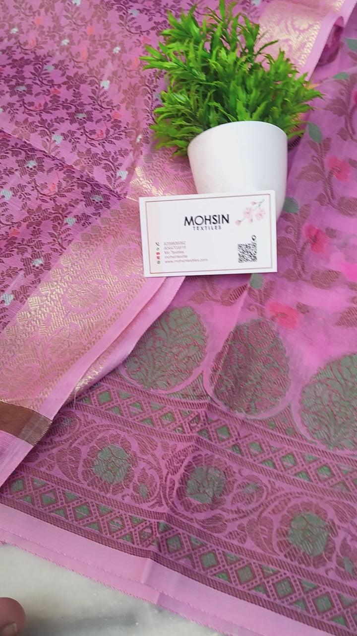 Pink Resham Zari Banarasi Silk Salwar Suit