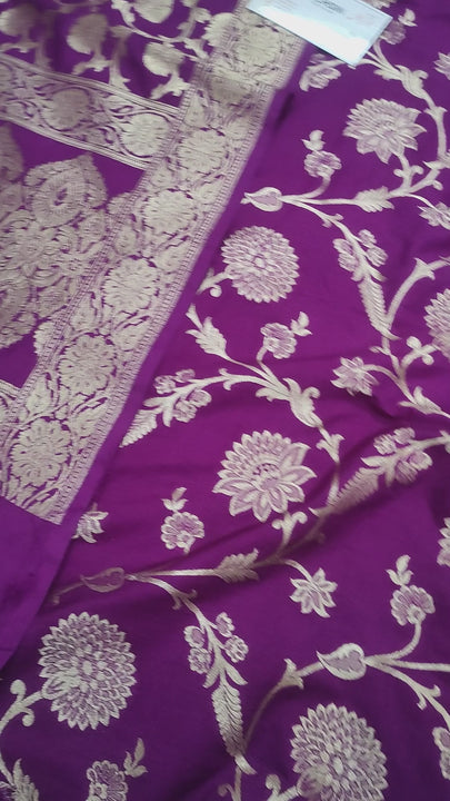 Purple Golden Zari Katan Silk Banarasi Suit