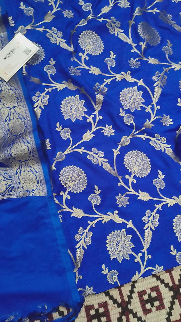 Royal Blue Golden Zari Katan Silk Banarasi Suit