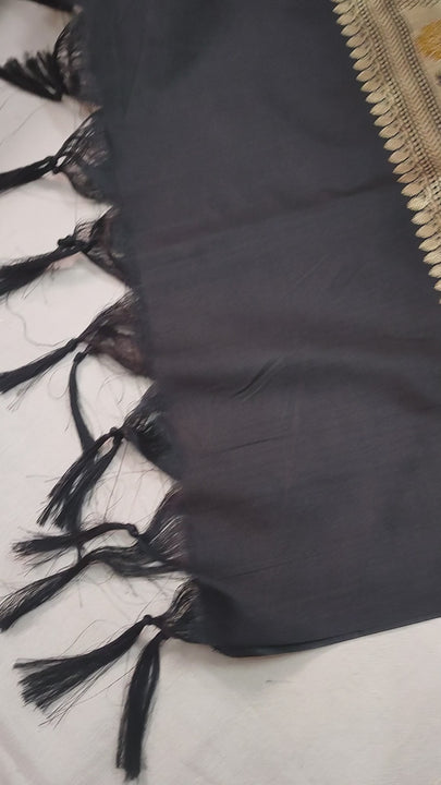 Black Meenakari Katan Silk Banarasi Suit