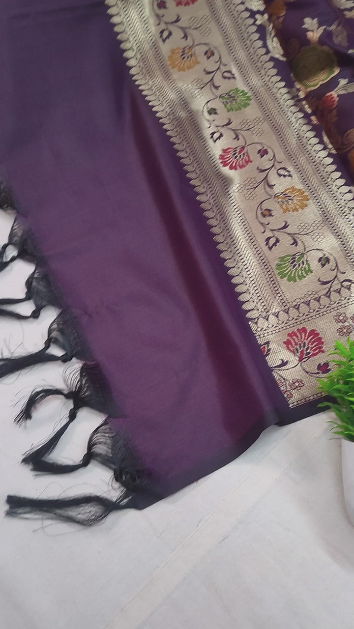 Purple Meenakari Katan Silk Banarasi Suit