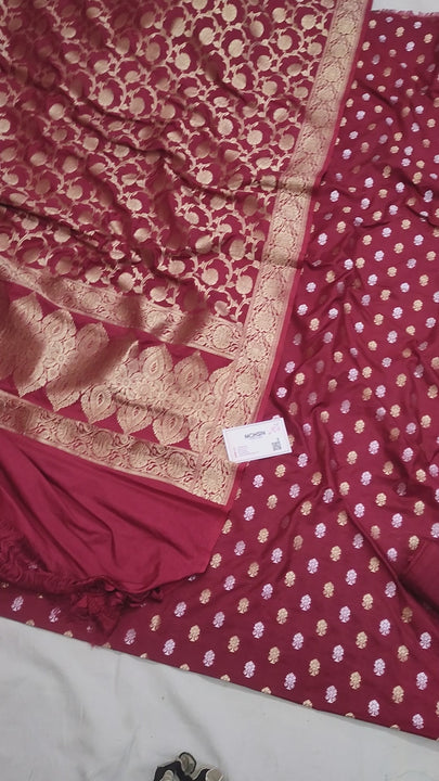 Maroon Sona Rupa Katan Silk Banarasi Suit