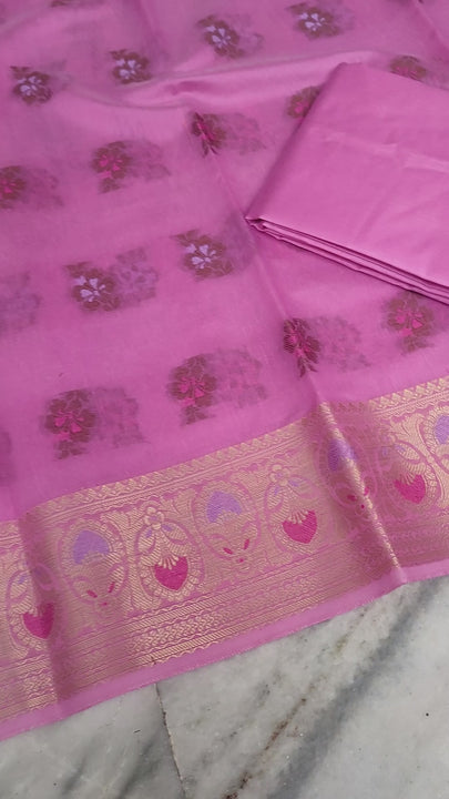 Pink Meenakari Resham and Zari Banarasi Silk Suit
