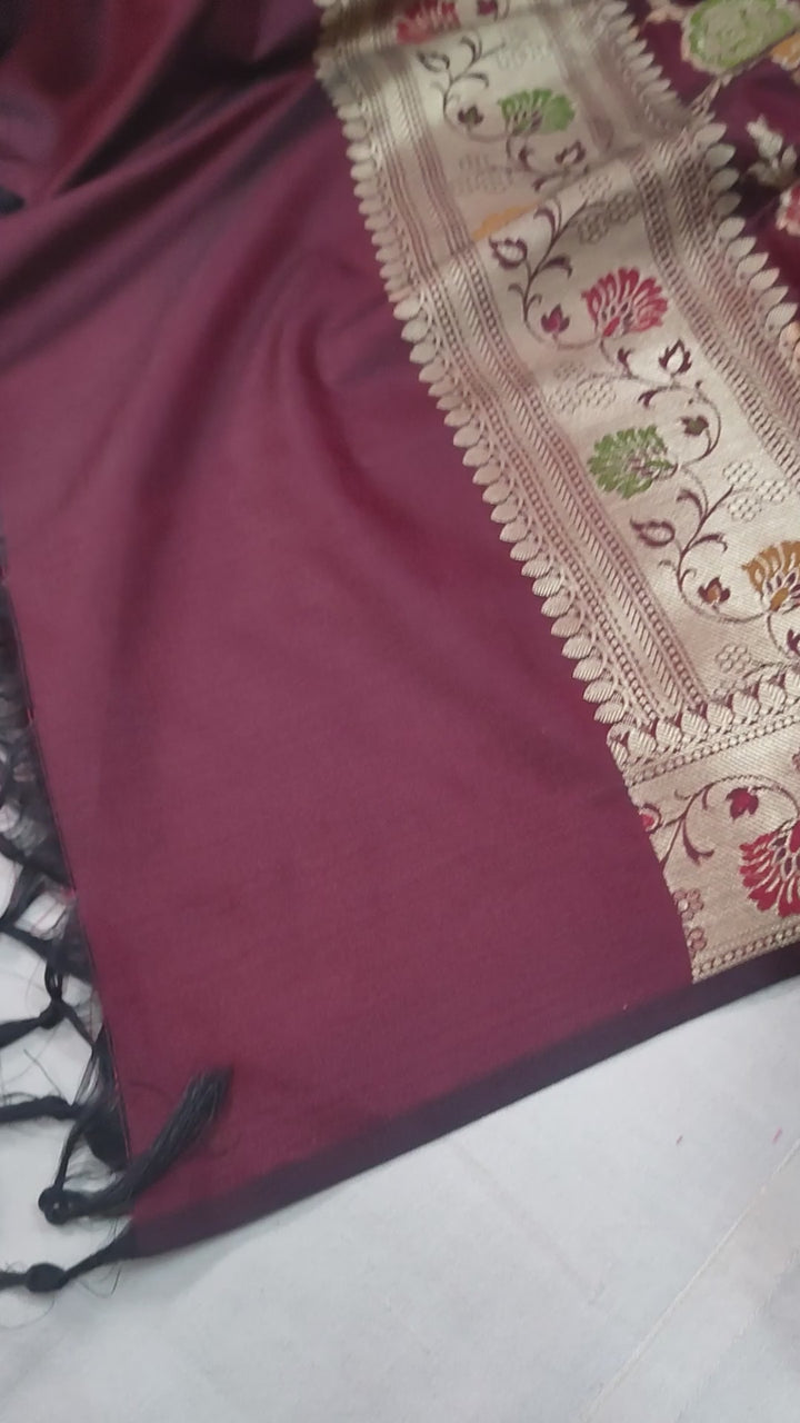 Maroon Meenakari Katan Silk Banarasi Suit