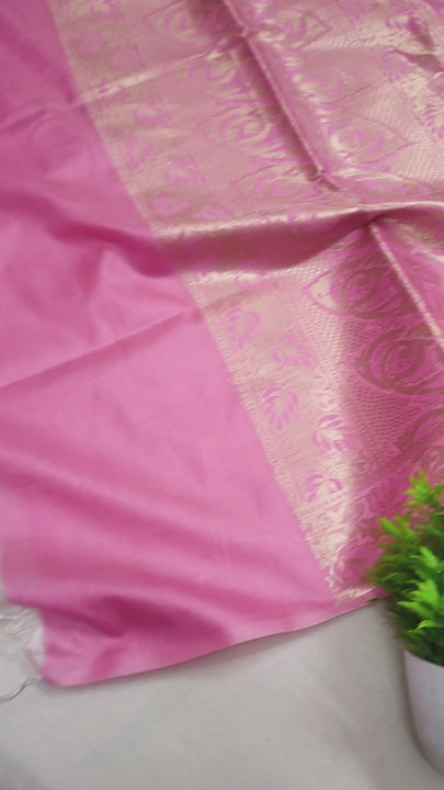 Pink With Pink Meena Katan Silk Banarasi Suit