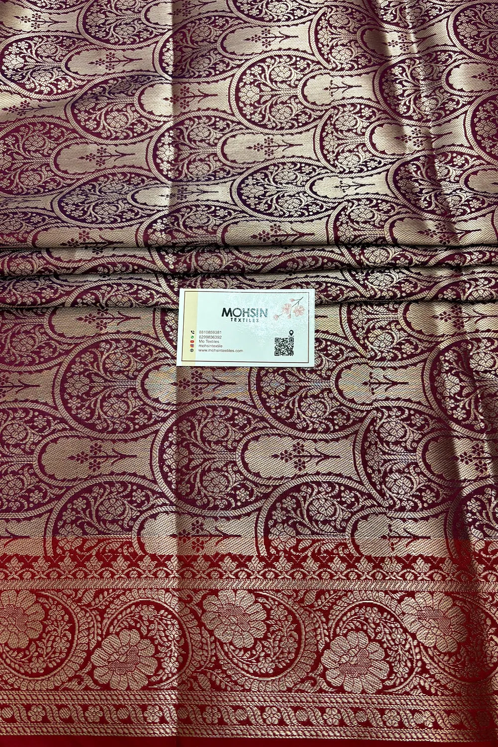 Purple and Wine Zari Semi Katan Silk Banarasi Saree