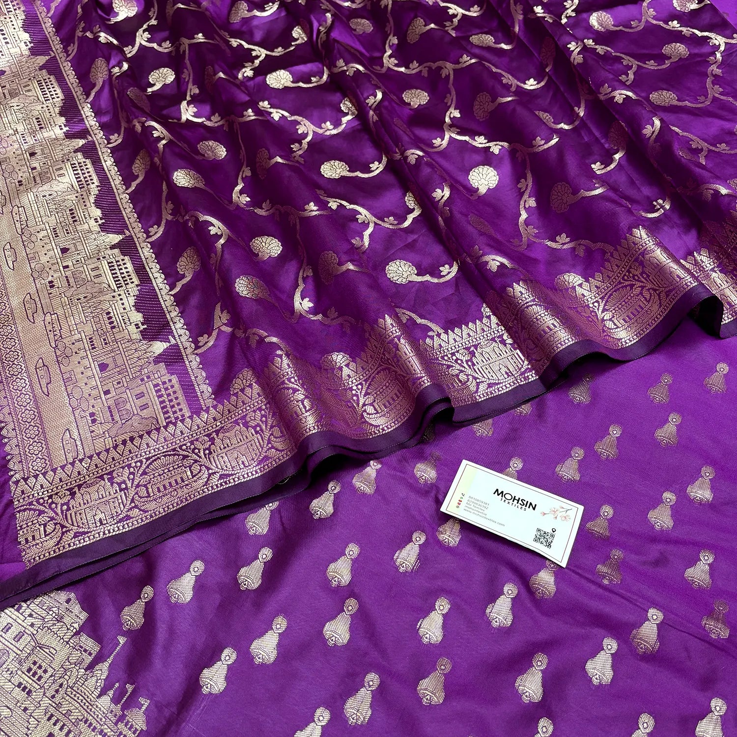 Purple Assi Ghat Aarti Semi Katan Silk Banarasi Suit