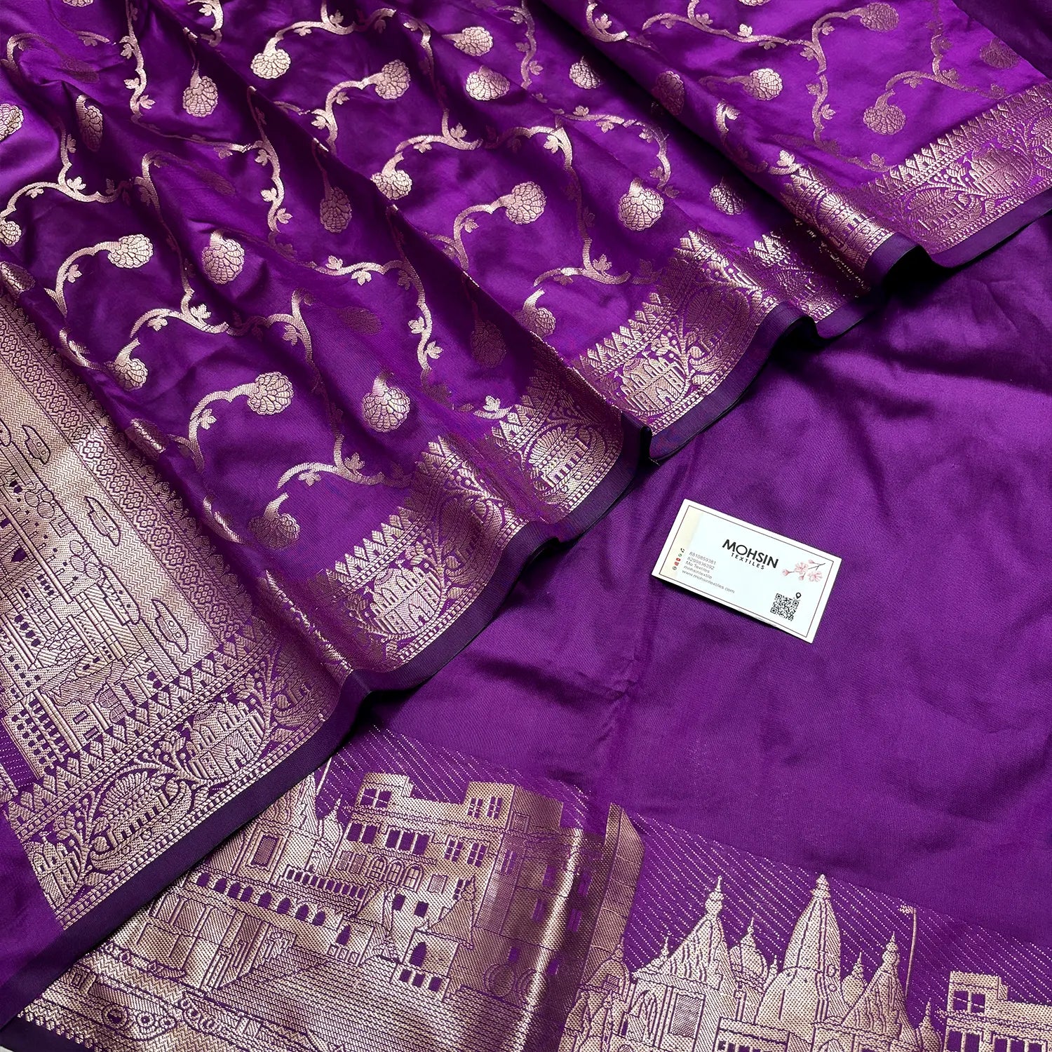 Purple Assi Ghat Plain Semi Katan Silk Banarasi Suit