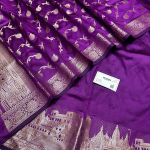 Purple Assi Ghat Plain Semi Katan Silk Banarasi Suit