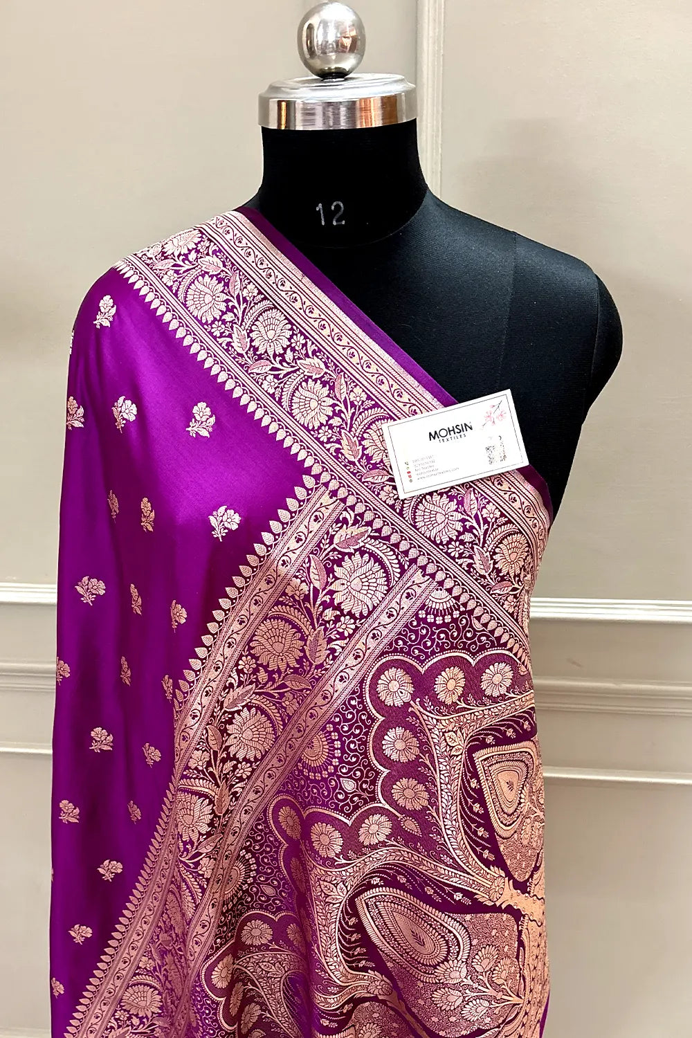 Purple Chaman Buti Katan Silk Banarasi Saree