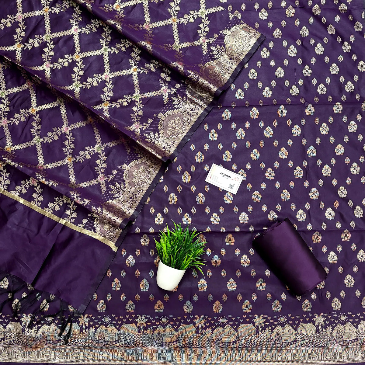 Purple Nai Basti Banarasi Silk Suit