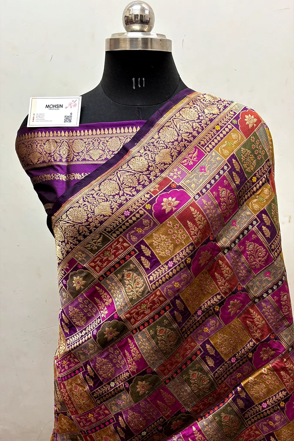 Purple Handloom Pure Katan Silk Banarasi Saree