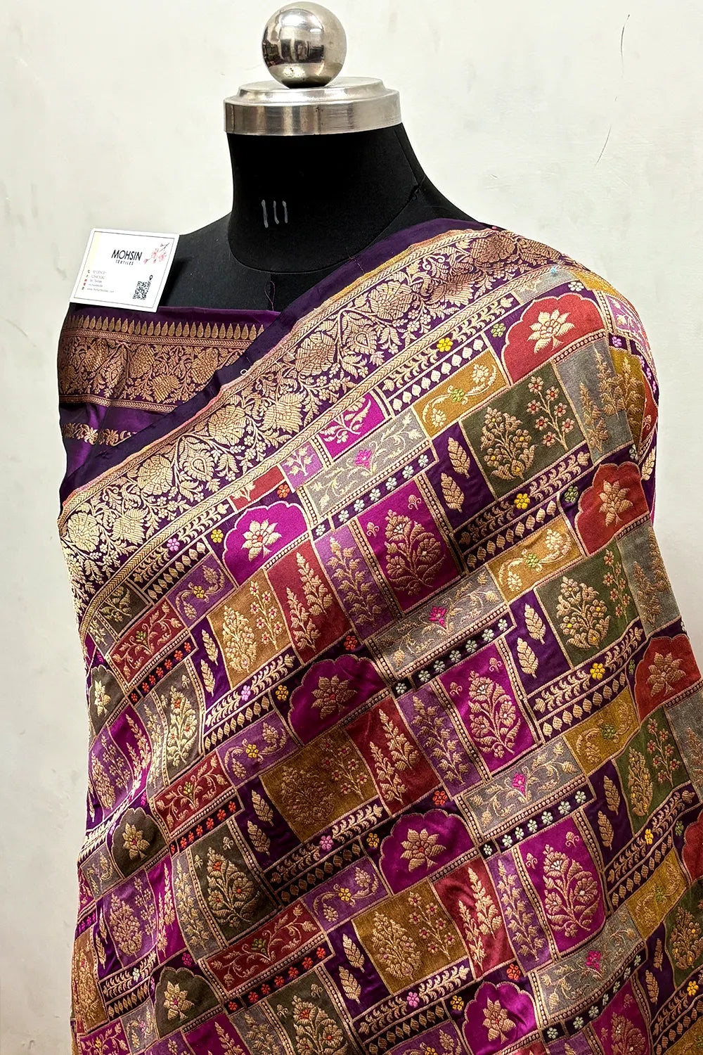 Purple Handloom Pure Katan Silk Banarasi Saree