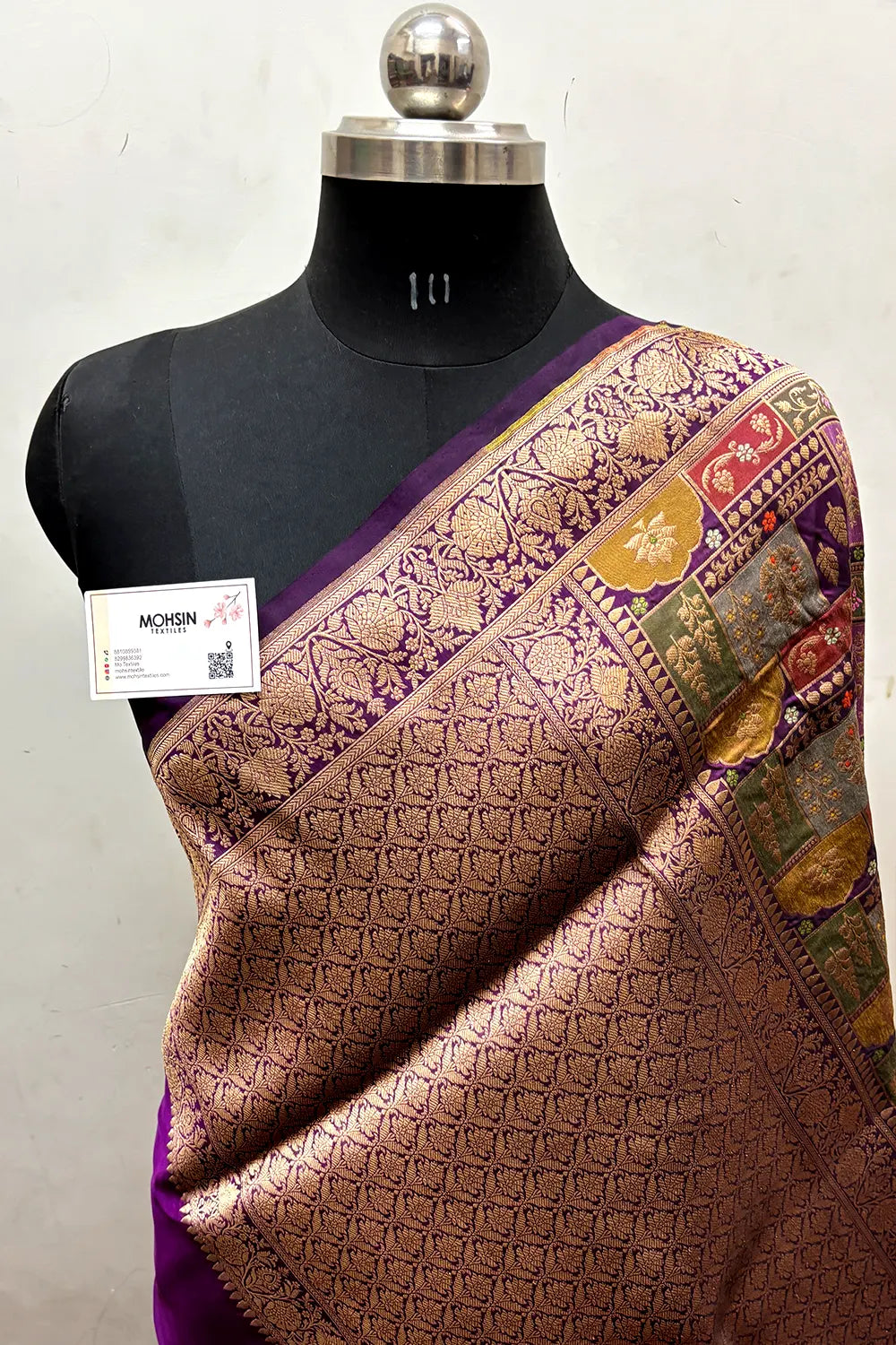 Purple Handloom Pure Katan Silk Banarasi Saree