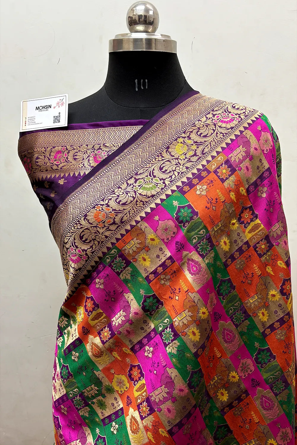 Purple Handloom Pure Katan Silk Banarasi Saree