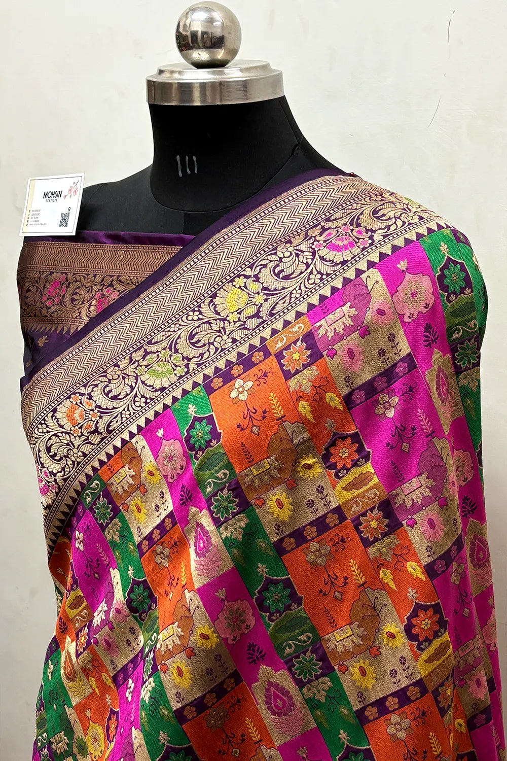 Purple Handloom Pure Katan Silk Banarasi Saree