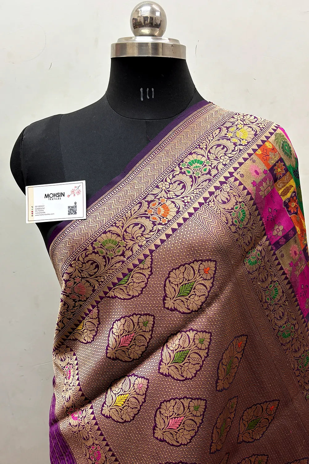 Purple Handloom Pure Katan Silk Banarasi Saree