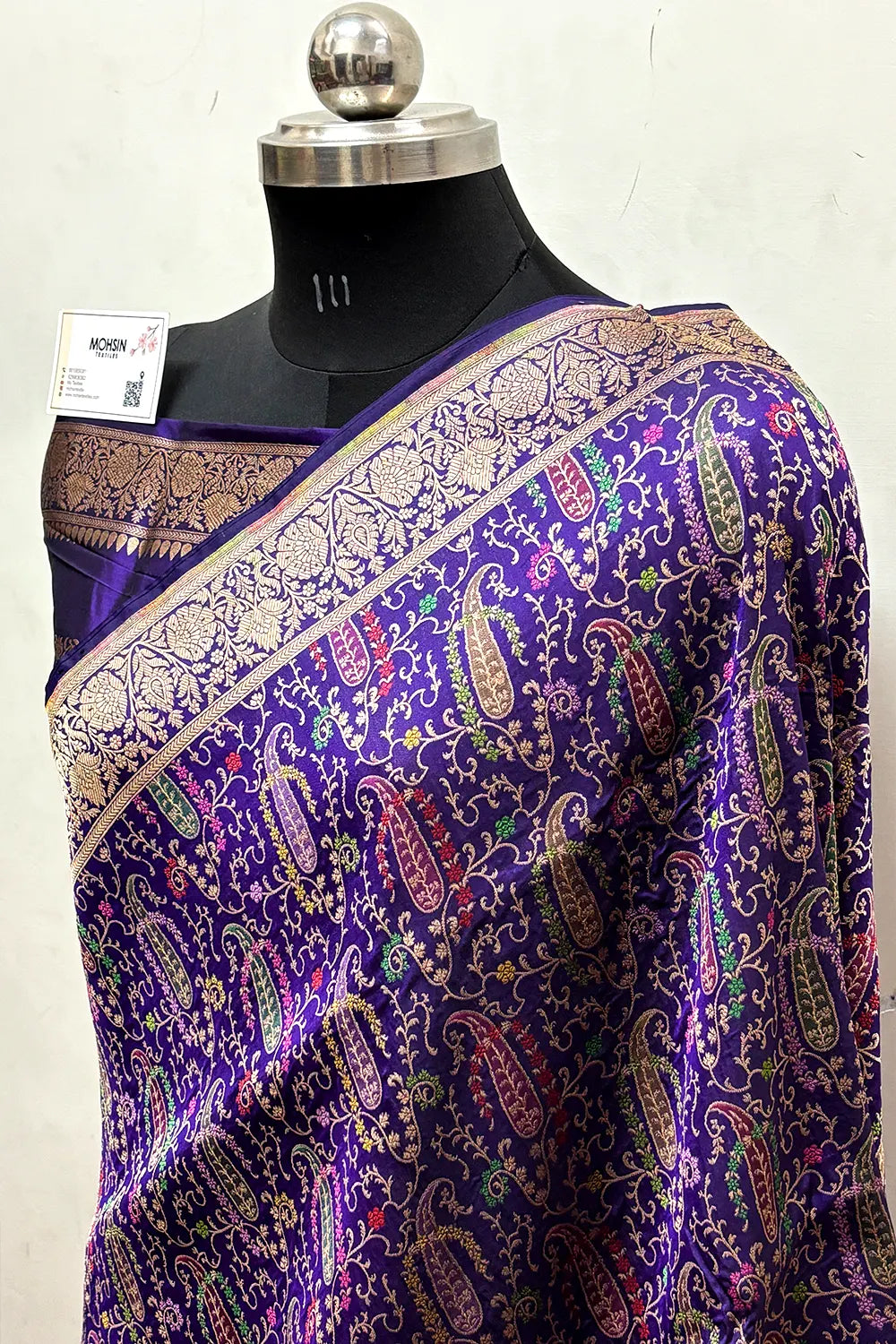 Purple Handloom Pure Katan Silk Banarasi Saree