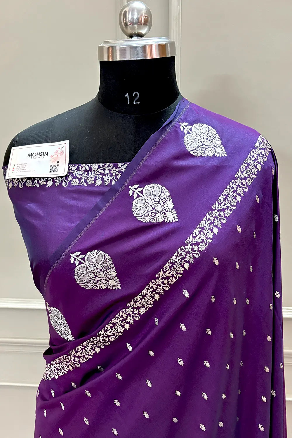 Purple Hukum Buti Katan Silk Banarasi Saree – Mohsin Textiles