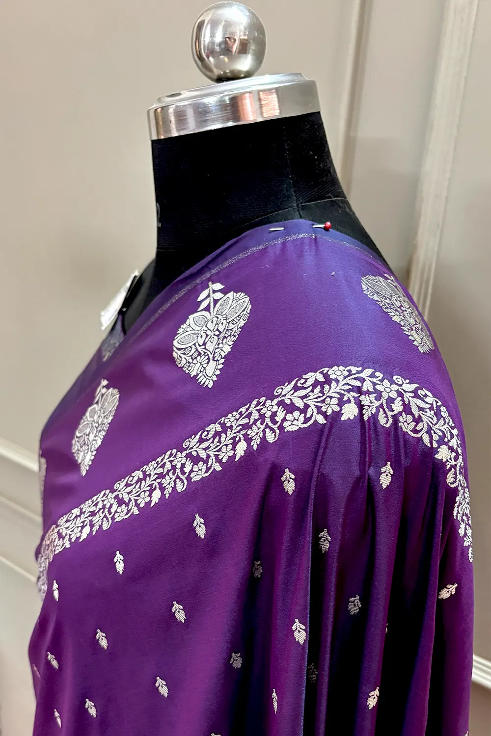 Purple Hukum Buti Katan Silk Banarasi Saree