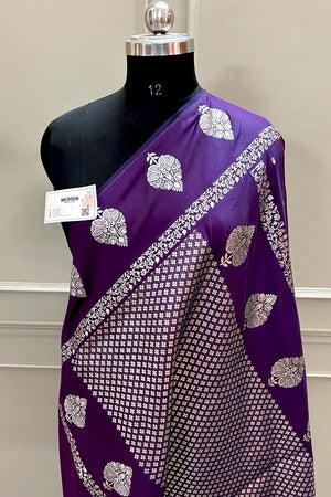 Purple Hukum Buti Katan Silk Banarasi Saree